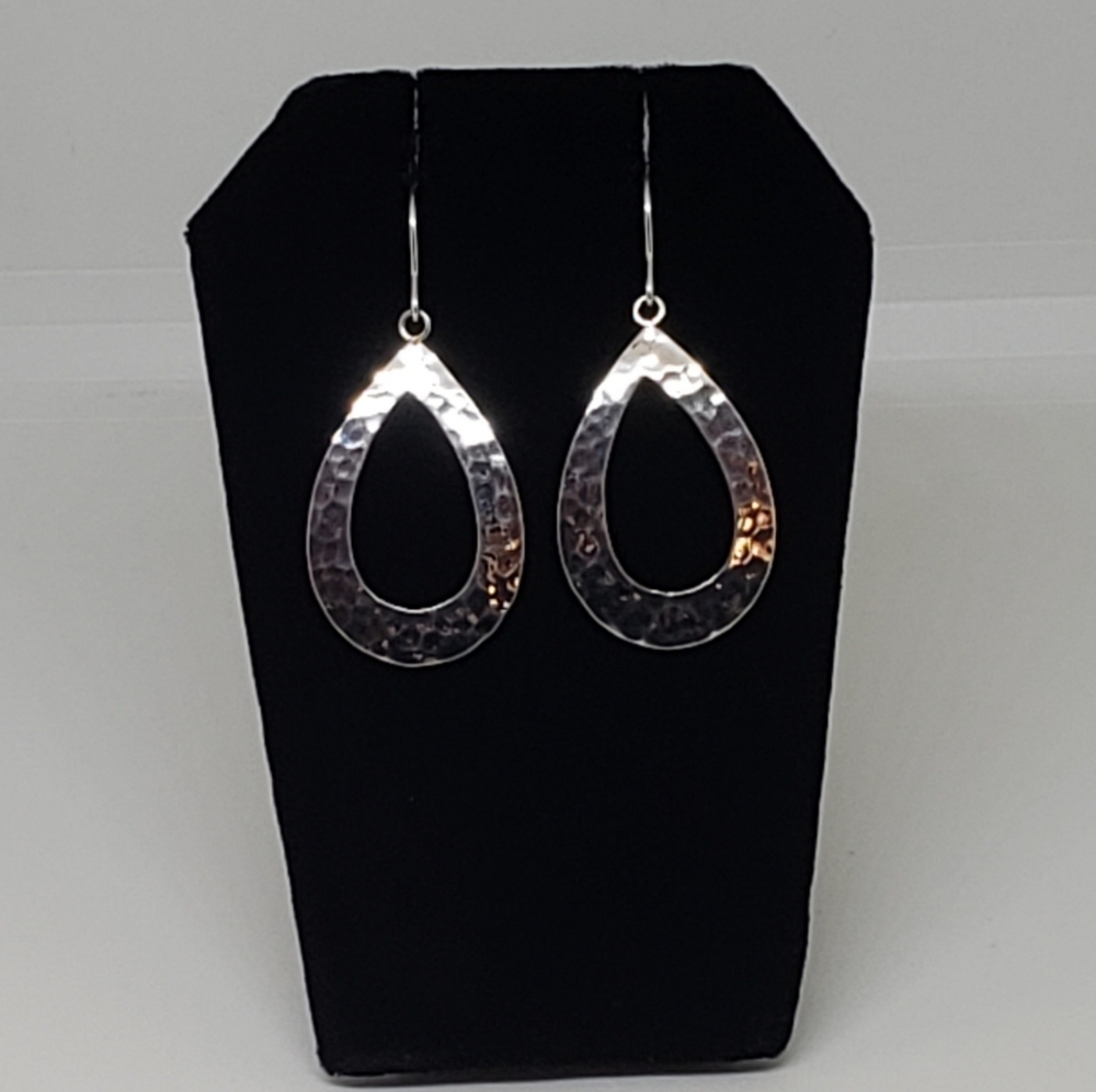 NWOT, Handmade Sterling Silver Hammered Teardrop Earrings
